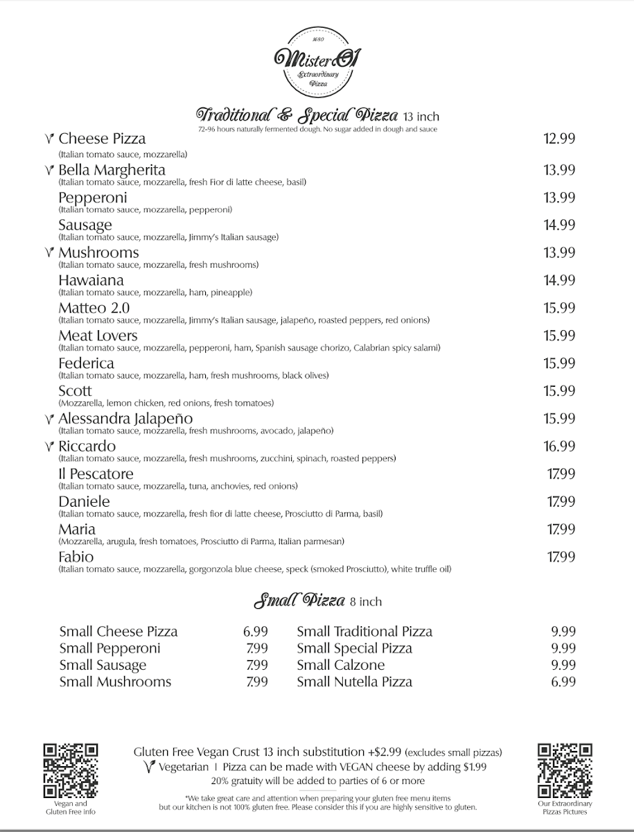 Mister O1 Extraordinary Pizza Turtle Creek Menu - Image 6